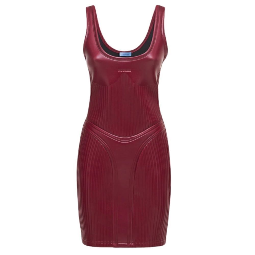 ❤️SOLD❤️MUGLER Embossed Shiny Stretch Jersey Dress